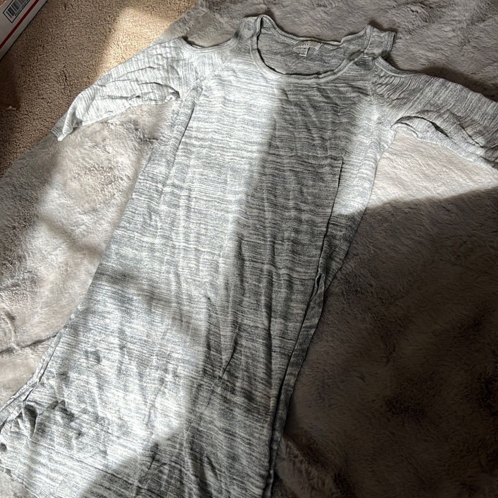 Fever medium grey side slip open shoulder sweater dress